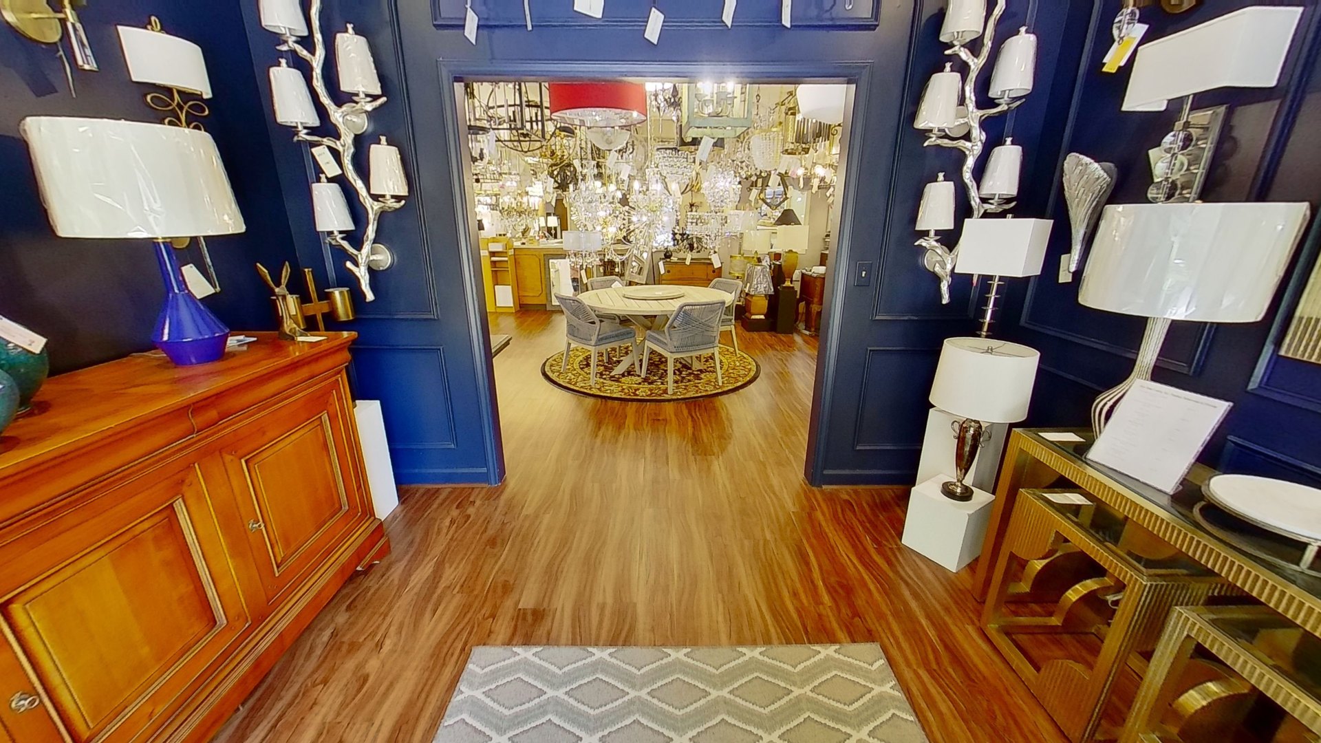 Looking into the Butler Lighting High Point showroom from the lamp gallery