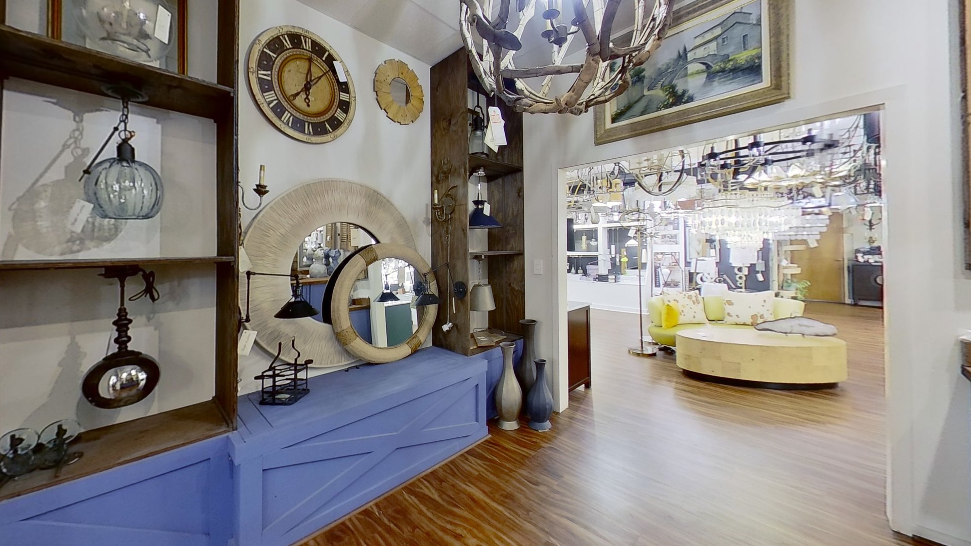 A High Point showroom vignette looking through to the main lighting floor